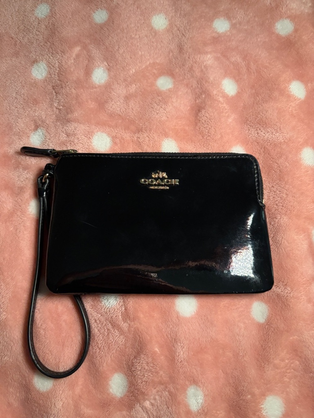 Coach Black Patent Leather Wristlet - Picture 2 of 6